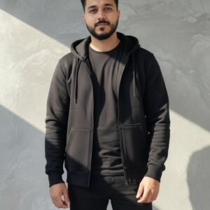 RENVIK Black Zipper Hoodie Jacket